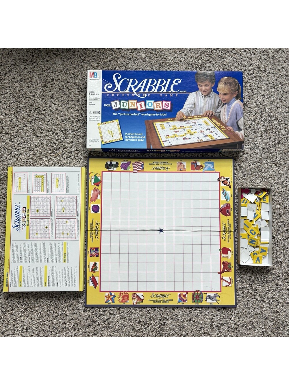 Vintage 1989 Scrabble For Juniors Board Game Milton Bradley 4039